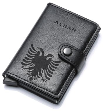 aina Albanien Kreditkartenetui, Personalisierbar mit Namen, Geldbörse für Herren - Geschenkidee