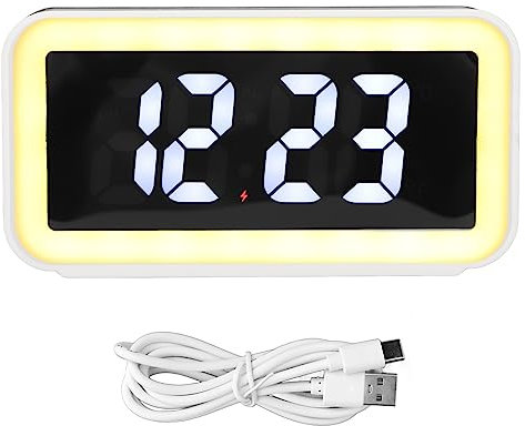 CDQL Digitaler Wecker mit Kabelloser Aufladung, USB-Reverse-Charging-LED-Großbildschirm, Rechteckiger Digitaler Wecker, Wecker für Erwachsene mit Schwerem Schläfer, Kinderwecker,