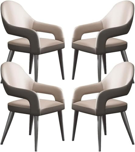 FLEPYHB Esszimmerstühle 4er-Set Küchen-Esszimmerstühle mit Eisenkunst Metall-Stuhlbeinen Esszimmerstühle Esszimmerstuhl Ledersessel