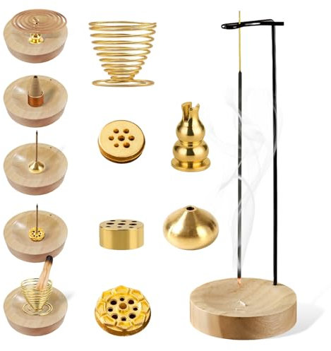 8 en 1 Porta Incienso Madera Quemador de Incienso al Revés Quemador Incienso Soporte Incienso Desmontable Quemador Palo Santo para Yoga Meditación SPA Salón de Té Decoración del Hogar