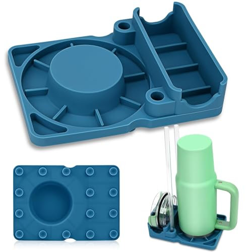 ISIVOUS Stanley Cup Abtropfgestell 30/40 oz, Trockenständer für Becher, Deckel & Strohhalme, Silikonhalter mit Saugnäpfen – Zubehör für Stanley Cup & Trinkflaschen (Blau)