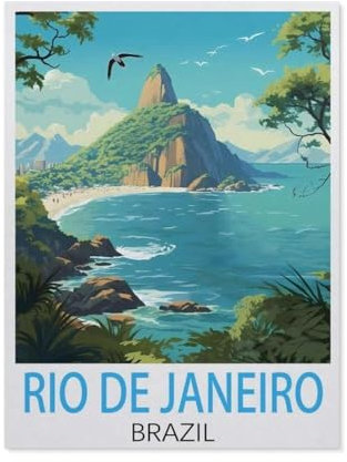Puzzel Für Erwachsene Jigsaw Puzzle 1000,Rio De Janeiro Brasilien Vintage-Reiseposter,DIY Papp Puzzle Einzigartiges Geschenk(38x26cm)-BH1
