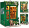 Doviden Book Nook Kit – DIY Miniatur Haus zum Selber Bauen für Erwachsene, 3D Holz Puzzle mit LED, Bücherregal Deko & Buchstütze, Grüner Buchladen
