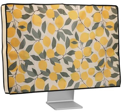 kwmobile Computer Monitor Cover Compatible with 24-26 monitor - Lemons Yellow/Green/Beige