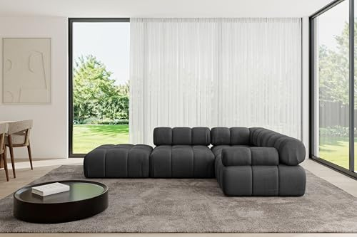 ALTDECOR Modulares Sofa Ecksofa in L-Form Corner modular Sofa Eckcouch Couch Wohnlandschaft Cauchsofa Polstersofa Felto-L1-285x190x70 cm Schwarz