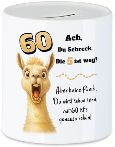 Hey!Print Ach du Schreck Lama Spardose Lustiges Geschenk 60 Geburtstag Party Spaß Frauen Männer