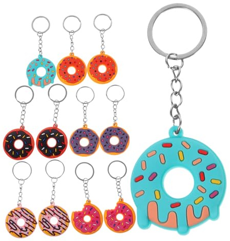 VALICLUD 12 Stück Donut Schlüsselanhänger Schmuckanhänger Kuchen Anhänger Süßigkeiten Schmuckanhänger Klein und Tragbar Realistische Donut Form für Tasche und Handtasche