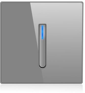 NiuLumea Interrupteur mural avec indicateur LED, 10 A 250 V, panneau tactile maison pour éclairage, verre trempé, 86 x 86 mm, gris