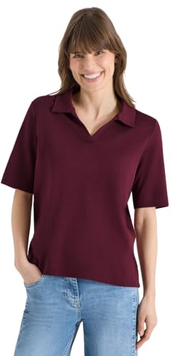 Cecil Kurzarm Poloshirt in Unifarbe Sweet Grape red M