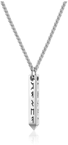 Zysta Wikinger Runen Anhänger Halskette Herren Kette Viking Rune Halskette für Männer Talisman Schmuck Geschenk für Ehemann Papa Sohn Bruder Freund