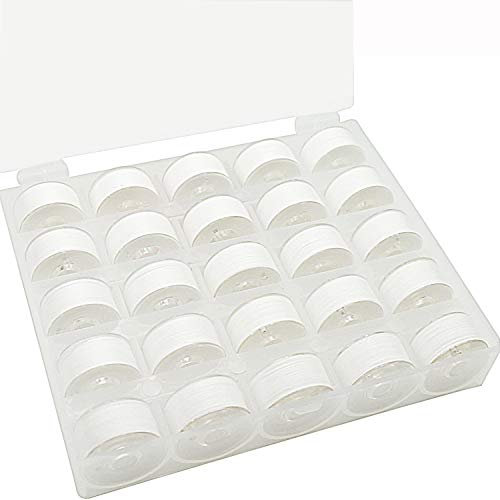 New brothread 25pcs/pack Weiß 60S/2 (90WT) Bobbin Thread Vorgewickelten Spulen Unterfaden Kunststoff Größe A SA156 für Stickerei und Nähmaschine Brother/Babylock/Janome/Singer/Kenmore