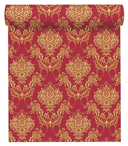 A.S. Création Vliestapete Chateau 5 Tapete mit Ornamenten barock 10,05 m x 0,53 m gelb metallic rot Made in Germany 344922 34492-2