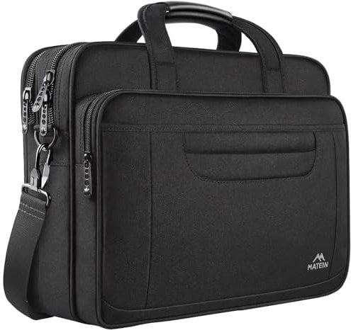 MATEIN Laptop Bag, 15.6 Inch Multifuntional Business Computer Laptop Case, Unisex Spacious Shoulder Messenger Bag Briefcase for Men and Women, Universal Nylon Briefcase for Notebook - Black