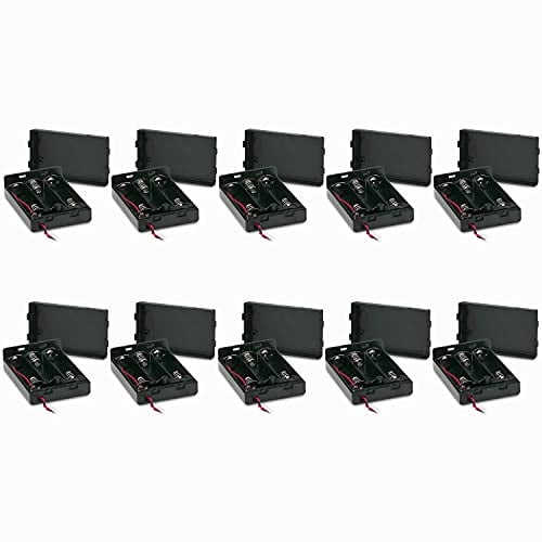 PerfectHD Batteriehalter - AAA Batteriefach - 3X AAA Mignon - mit EIN- und Ausschalter - 10 Stück in einem Set - schwarz