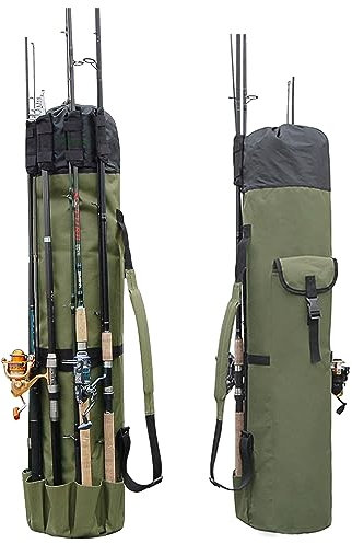Angelruten-Etui, Angelrutentasche, Tragetasche für 5 Ruten, Reisekoffer, Angeltasche für Angelruten und Rollen, Organizer, Tasche, große Kapazität, Angelausrüstung und Ausrüstung, Geschenk für Männer,