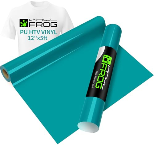 Vinyl Frog Teal Heat Transfer Vinyl Roll 12 x5ft Aqua HTV Iron On Vinyl for T-Shirts Garments Bags and Other Fabrics