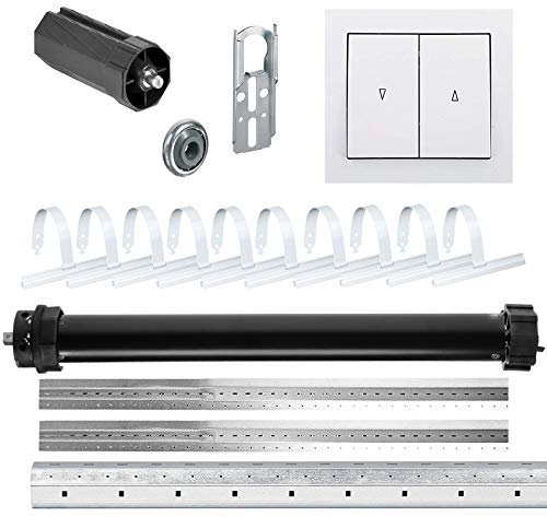 NOBILY *** Rolladen-Komplett-Set für 60mm (SW60) Achtkantwelle Maxi-Rolladenmotor 30Nm + Wippschalter + Mechanik-Set, bis zu einer Gesamtlänge von 3,50 Meter