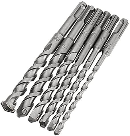 Gasea 6pcs SDS-Plus Rotary Hammer Drill Bit Set 6mm 8mm 10mm 12mm 14mm 16mm