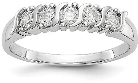 Ring Weißgold 14 Karat (585) Diamant 5 Steine Größe 7 (H/SI2,0,5 Karat)