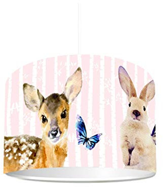 Kinderzimmer Lampenschirm Loveley Forest KL73 | kinderleicht eine Familie Hase Lampe erstellen | als Steh- oder Hängeleuchte/Deckenlampe | perfekt für Mädchen | STIKKIPIX
