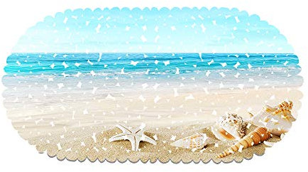 rutschfeste Badematte - PVC-Badewannenmatte Duschteppich Mit Leistungsstarken Saugnäpfen Massagefunktion Strand Pur Seestern 70x35cm (Style 03)