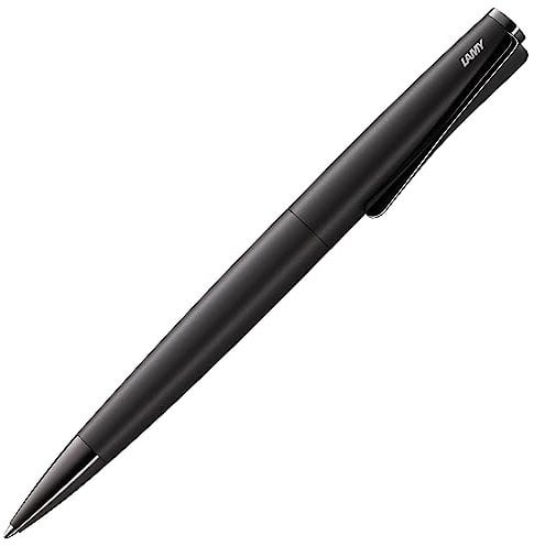 Lamy studio lx-all-black Kugelschreiber – universeller Kuli in elegantem Gehäuse aus Edelstahl – mit propellerförmigem Clip – inkl. Großraummine M 16 in Stichbreite M in schwarz
