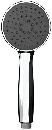 WENKO Duschkopf Mod. Basic Grau, langlebige Universal-Handbrause, praktische Duschbrause mit Regenwasserstrahl, einfache Kalkreinigung, hochwertiger Kunststoff verchromt, Ø 10 cm