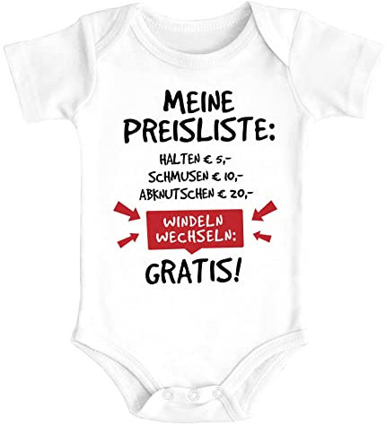 MoonWorks® Baby Body mit Spruch lustig Meine Preisliste Bio-Baumwolle Jungen & Mädchen weiß 3-6 Monate