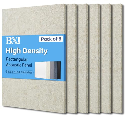 BXI Schallabsorber – 80x60x9.5 cm, 6 Stück hochdichte akustische Absorptionsplatte, schallabsorbierende Paneele reduzieren Echo-Reverb, klebbare Akustikpaneele für Wand und Decke akustische Behandlung