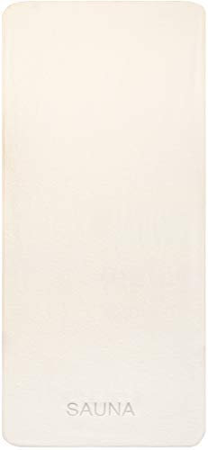 Brandsseller Asciugamano per sauna con logo ricamato, 100% cotone, 80 x 180 cm, colore: panna/bianco