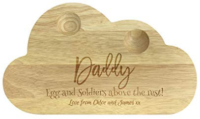 Egg and Soldiers Above the Rest Cloud Shaped Personalised Breakfast Board Gift