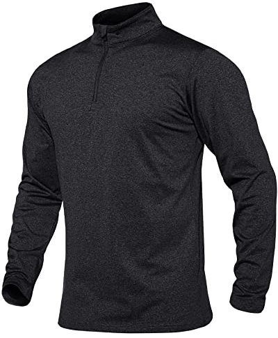 MAGCOMSEN Mens Long Sleeve Casual Slim Fit 1/4 Zip Neck Polo Shirt Men Lightweight Running Top T-Shirts Gym Jogging Shirts Breathable Sweatshirt Warm Basic Shirt Casual Tops Blue