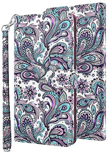 GLANDOTU Apple iPhone 7 Plus/6s Plus/6 Plus/8 Plus Case Flip Wallet PU Leather Cover with Magnetic Button Standing Funstion Full-Body Protective Phone Cases - Swirl