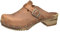 Sanita Kristel offener Clog | Original handgemacht | Leder-Holzclogs für Damen | Braun | EU 42