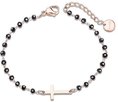 Bracelets pour Homme et Femme en Acier Inoxydable, avec Pendentif Croix, Bracelets Couple Amoureux