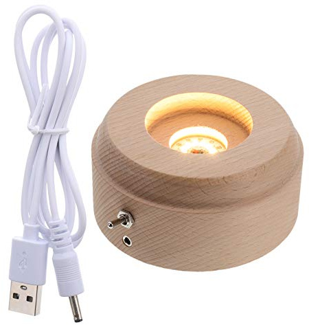 Uonlytech Led Holzlichtbasis Usb Beech Base 3.94X3.94X1.97In Kreative Beleuchtungsbasis Für Kristallkugel Display Tragbar Schreibtisch Deko
