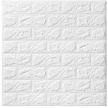 3D Ziegelstein-Wandaufkleber, selbstklebende Paneele, PE-Tapete, zum Abziehen und Aufkleben, Wandpaneele für TV-Wände, Sofa-Hintergrund, Wanddekoration (19,35 m², Ziegelweiß 1)