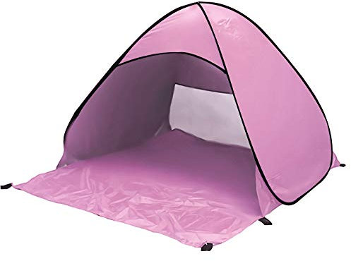 LUOXIYOUXUAN Tente de plage pop-up – Indice UPF 50+ pour protection solaire UV – Sac de transport et piquets de tente inclus (rose, 145 x 165 x 110 cm)