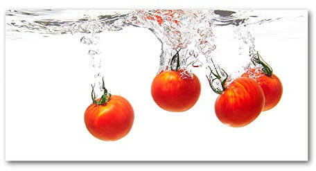 Tulup Crédence de cuisine 100x50cm Dosseret en verre Fond de hotte Verre de sécurité trempé Splashback Guard - Nourriture et boissons - Rouge - Tomates Sous L'eau