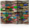 murando Raumteiler Foto Paravent Ziegel 225x172 cm beidseitig auf Vlies-Leinwand Bedruckt Trennwand Spanische Wand Sichtschutz Raumtrenner Design 3D Effekt Steinwand f-B-0100-z-c