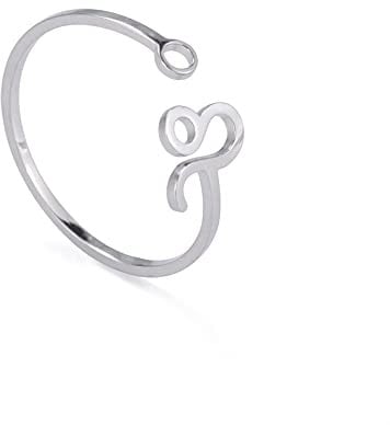 Dreamtimes Edelstahl Sternzeichen Ringe für Frauen 12 Sternzeichen Offener Ring Widder Löwe Jungfrau Zwillinge Waage Fische Skorpion Geburtstagsgeschenk (Löwe)