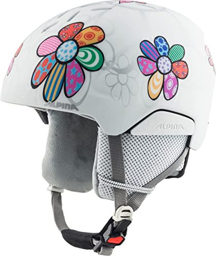Alpina PIZI - Sicherer, Bruchfester & Individuell Anpassbarer Skihelm Mit Abnehmbaren Ohrenpolstern Für Kinder, Patchwork-Flower matt, 51-55 cm