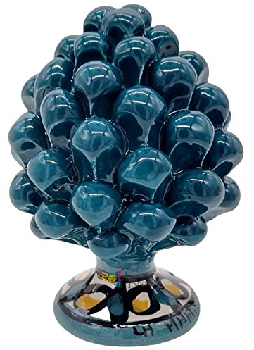 sicilia bedda - Pigna Siciliana in Ceramica di Caltagirone - Piede Decorato - 100% Artigianato Siciliano (Altezza 12 Centimetri, Ottanio)