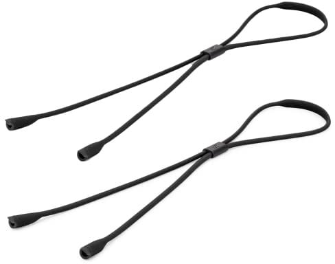 Pilotfish Premium Silicone Sunglasses Strap, Adjustable Glasses Retainer with Unique Passthrough Design – Universal Fit (Black, 2-Pack)