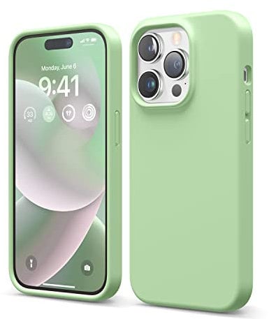 elago Liquid Silicone Case Kompatibel mit iPhone 14 Pro Hülle (6.1), Hochwertiges Silikon, Ganzkörperschutz - 4 Schichten stoßfeste Handyhülle, kratzfestes weiches Mikrofaserfutter (Pastellgrün)