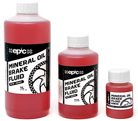 Epic Mineral Oil Brake Fluid for Shimano/Tektro/TRP Disc Brakes | MTB & Road | High Performance Oil for Brake Bleeding | Red - 1 Litre (1L)