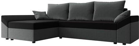 Mirjan24 Ecksofa Chione L Lux mit Bettkasten und Schlaffunktion, Ottomane universell, 3 Sitzer Ecksofa, L-Form Sofa, Couch, Polsterecke mit Bettfunktion, Wohnlandschaft (Paros 06 + Kronos 07)