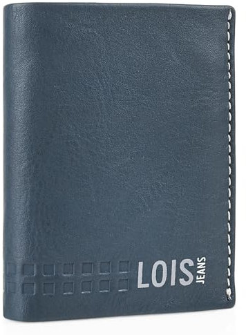 Lois - Portefeuille Homme Cuir - Portefeuille Cuir Homme. Portefeuilles et Porte Carte Homme. Porte Feuille pour Homme Vintage, Bleu-Gris