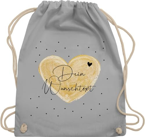 Turnbeutel Rucksack - Aufdruck selbst gestalten - Dein Wunschtext I Geschenk personalisiert Weihnachten I Vatertag I Muttertag I Geburtstag - Unisize - Hellgrau - taschen jga beutel wechselkleidung