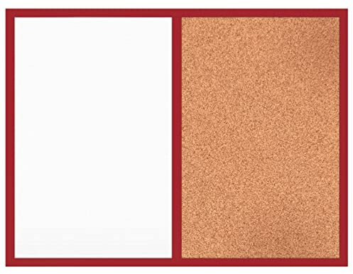 Kombitafel Whiteboard und Kork Pinnwand Magnettafel Korktafel Wandtafel Tafel 60x40 cm Rot